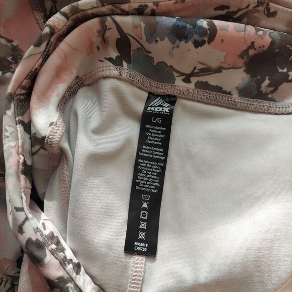 RBX Pink Floral Cropped Athletic Leggings Sz Large - Picture 4 of 9